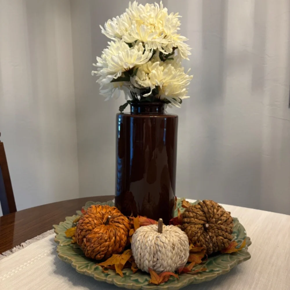 Pottery Barn Brown Glazed Flower Vase Modern Classic Floral Decorative
